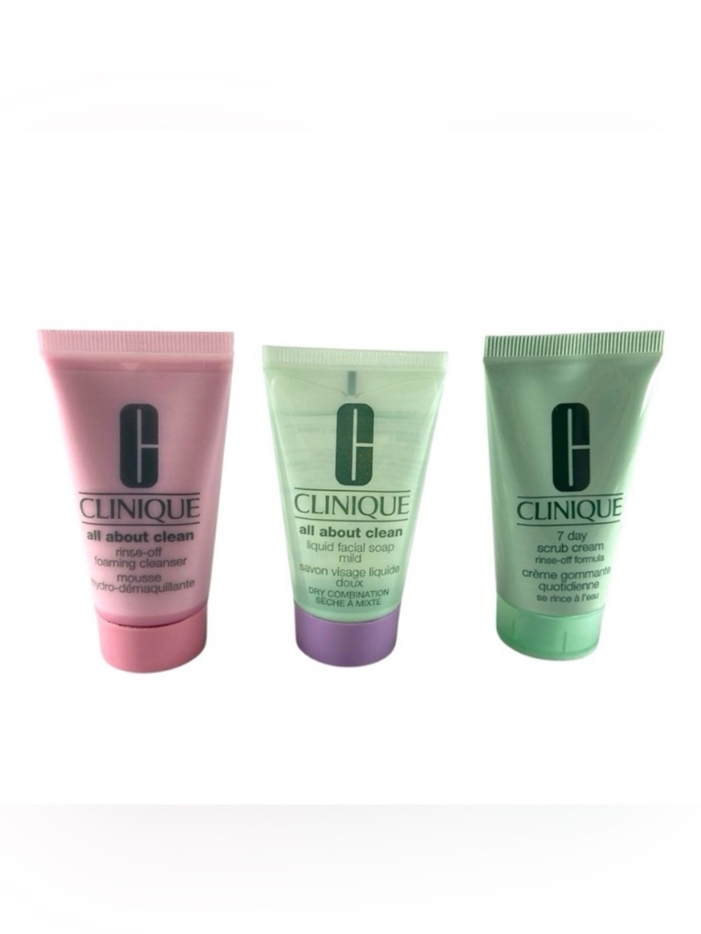Clinique‎ Sample Travel Set Rinse Off Foam Cleanser Liquid Soap Mild 7 Day Scrub